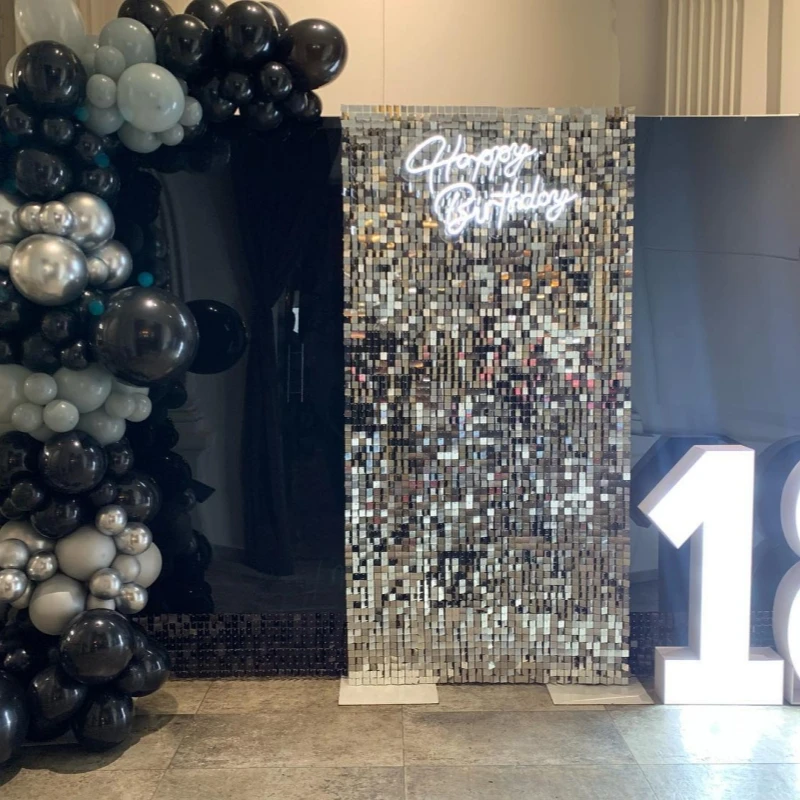 

16 Pcs/lot Engagement Decoration Shimme rWall Backdrop Panels For Home Party Room Anniversary Decoration 3D Shimmer Wall Decor