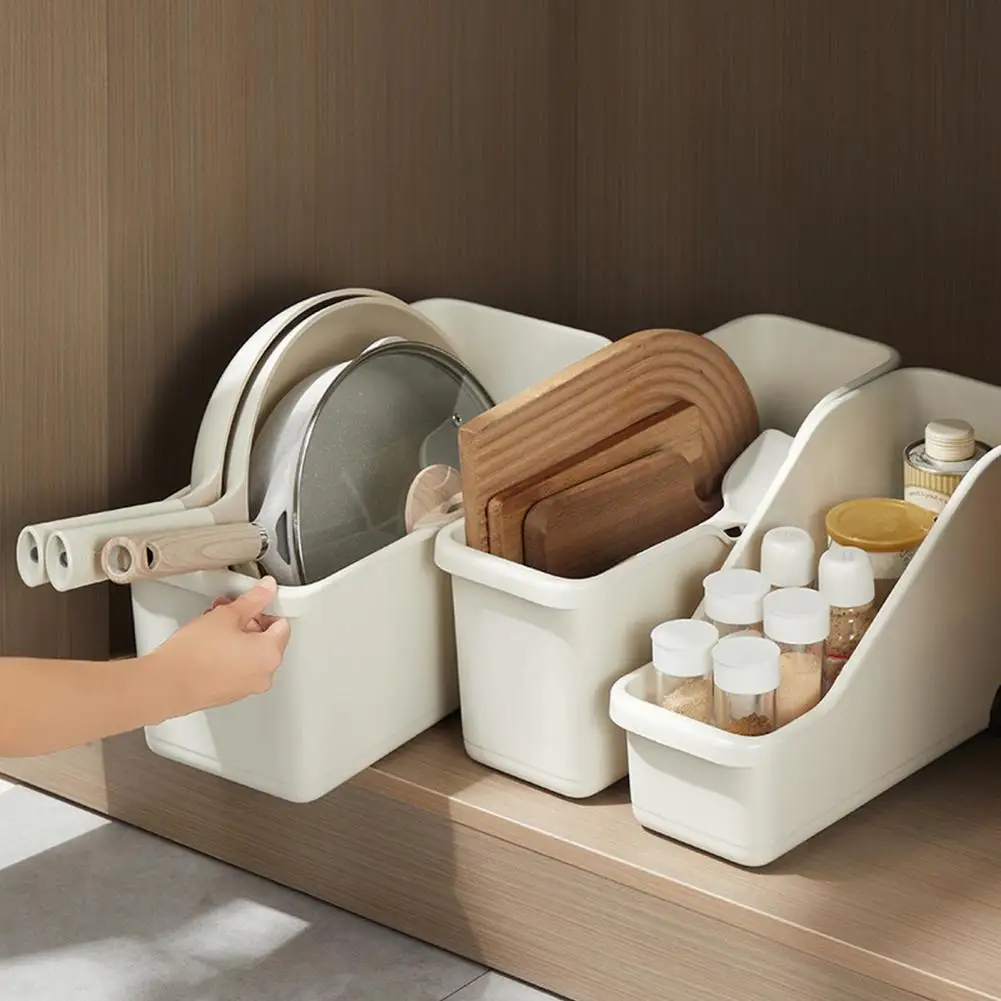 

Kitchen Cabinet Organizer U-shaped Card Slot Design with Roller Skating Multi-functional Storage Box Bathroom Kitchen Organizer