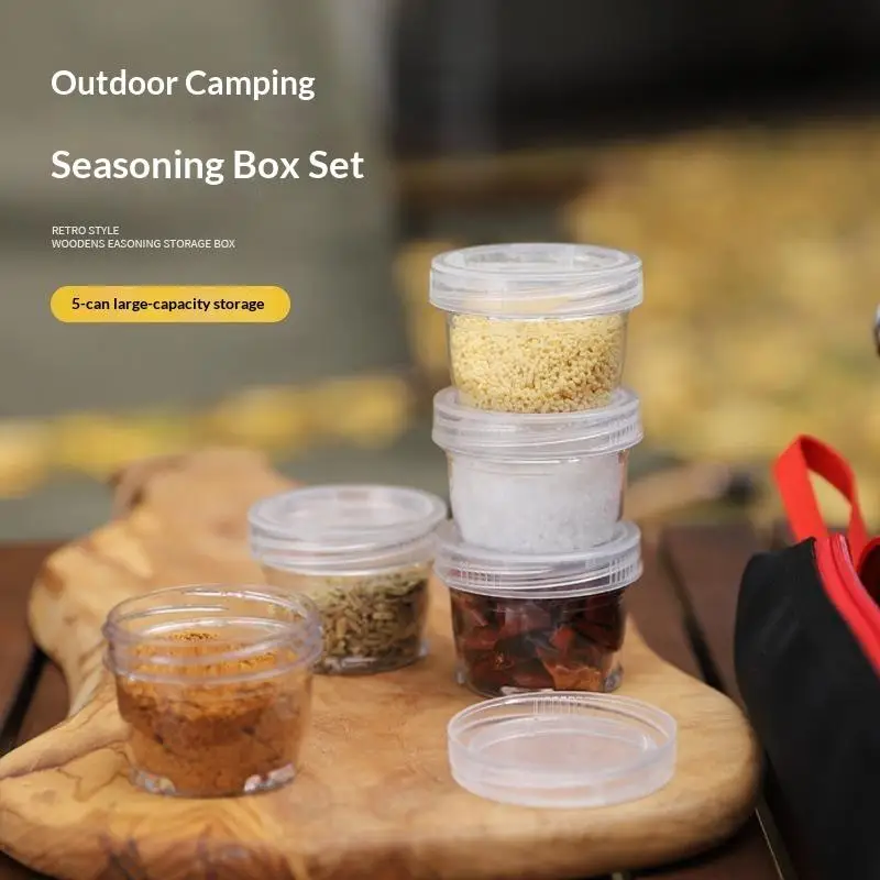 New Portable Camping Seasoning Bottle Set Outdoor Travel Spice Container Bag Clear Spice Holder DIY Cooking Accessories 1 Set