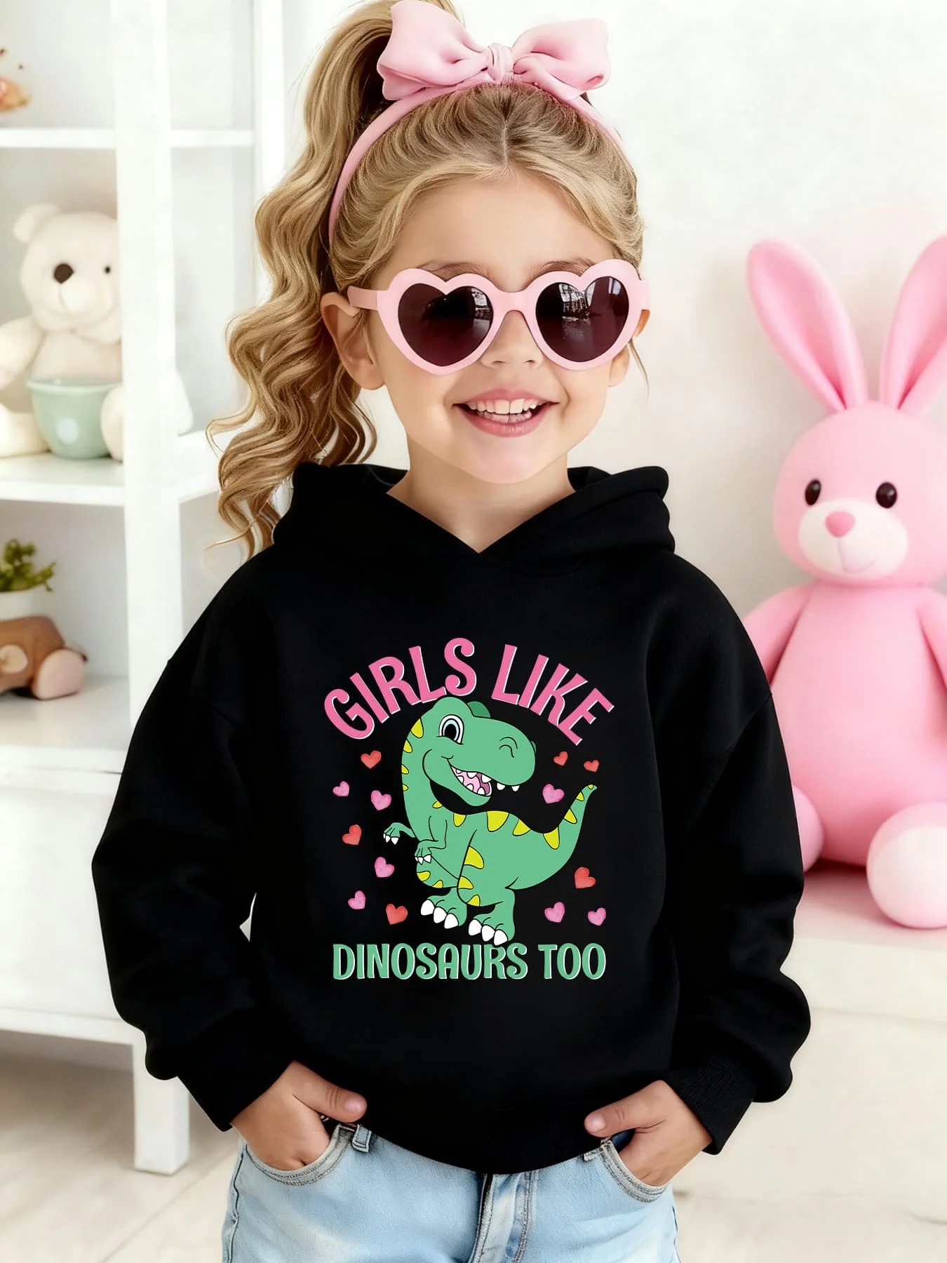 Girls autumn and winter fashion fleece hooded sweater hoodie 