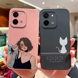For Vivo Y28 4G 5G Case Fashion Sweet Girl Liquid Silicone Soft TPU Shockproof Phone Cover For VivoY28 4G 5G Fundas Capa Coque