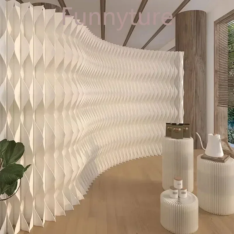 folding screen paper wall exhibition funiture fence partition artifact office partition living room wall paper room divider