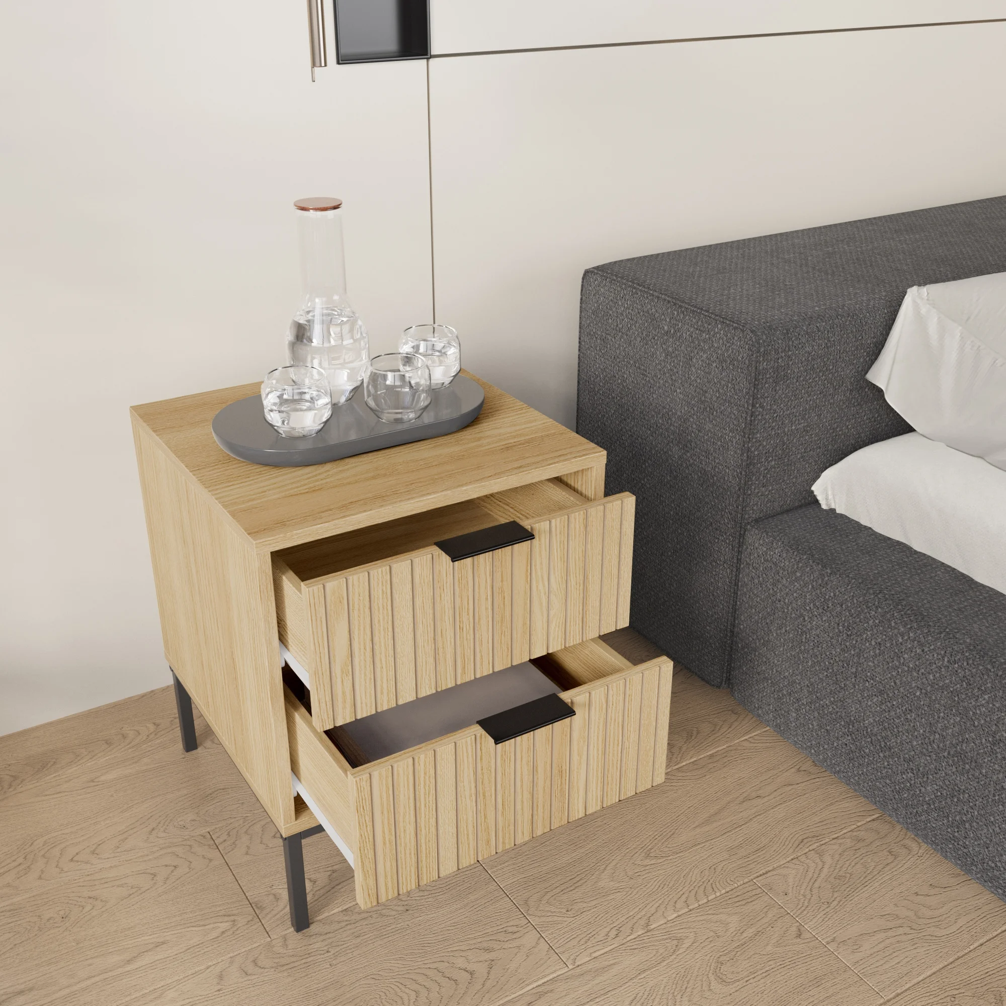 

Hot Sale Luxury Nightstand with Metal Legs Modern Bedside Table for Bedroom Sofa Side End Table with Unique Design