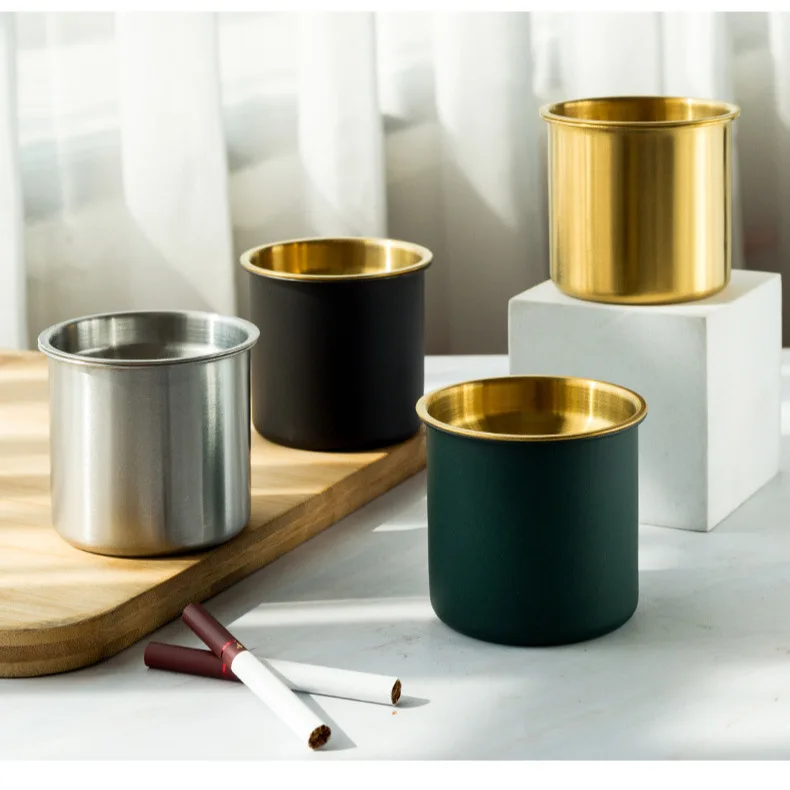 

Creative Ashtray Stainless Steel Home Car Ashtray Anti-flying Ash Anti-drop Net Cafe Bar Cigarette Funnel with Cover