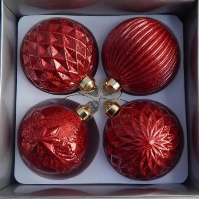 

12pcs/pack Diameter=8cm Red Hand Painting Glass Ball Pendant Handmade Craft Christmas Day Tree Hanging Globe Ornament