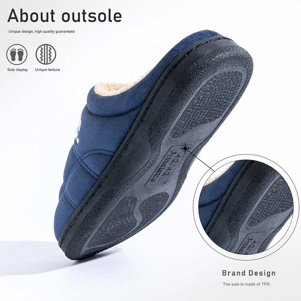 Pmoiste غامض الجلد المدبوغ أحذية غرفة المعيشة الرجال مريحة لينة الدافئة الخياطة رغوة الذاكرة شبشب منزل الشتاء داخلي جودة عالية