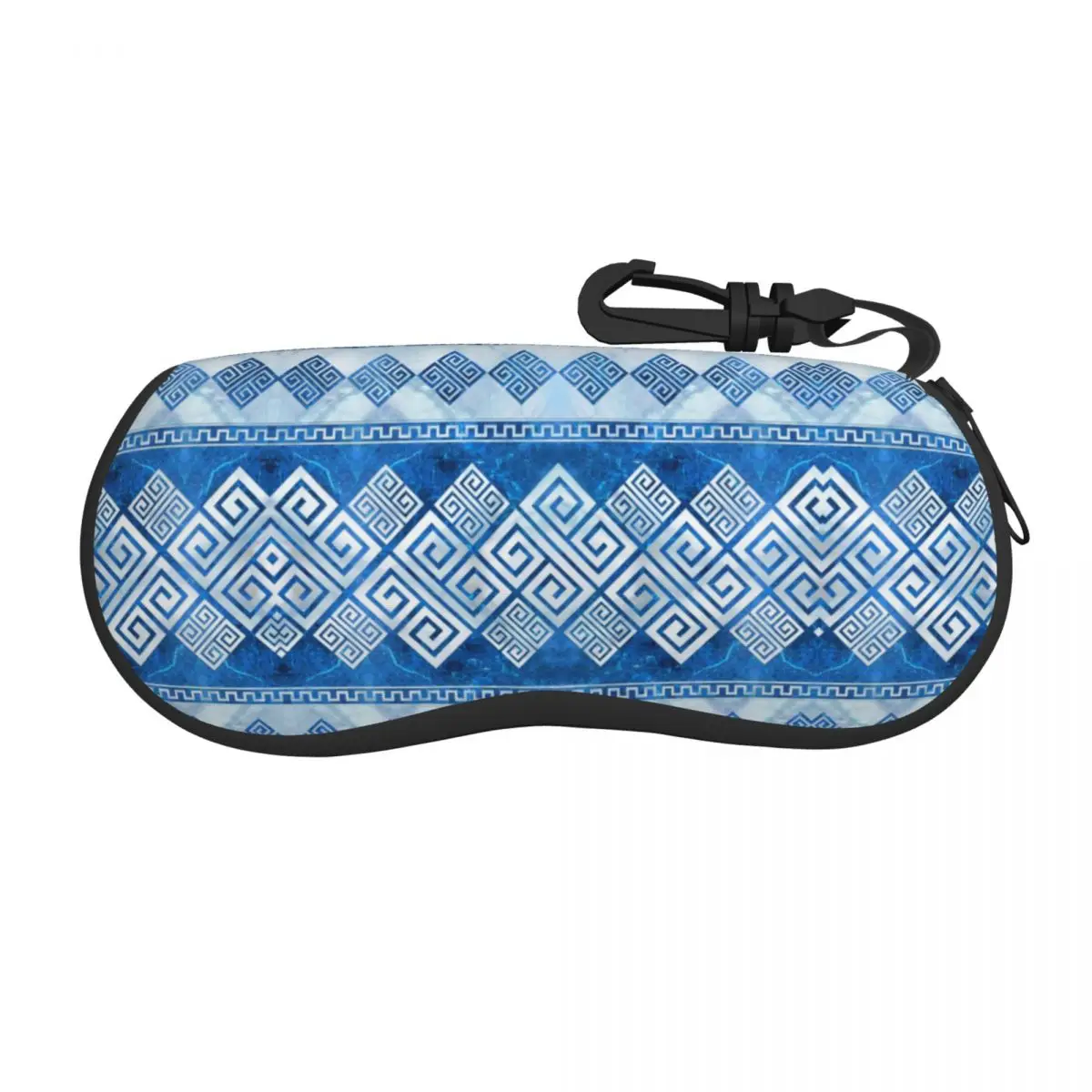 Greek Meander Shell Eyeglasses Protector Cases Cool Sunglass Case Greek Key Blue Gemstone And Pearl Glasses Bag