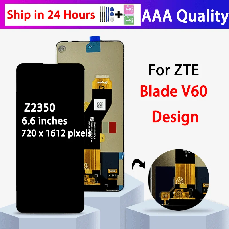 6,6-дюймовый экран для ZTE Blade V60 Design Z2350, ЖК-дисплей, дигитайзер сенсорного экрана в сборе для ZTE V60, дизайнерская рамка дисплея