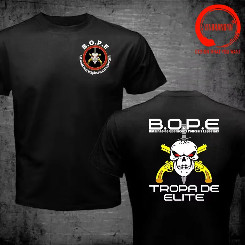Harajuku Tshirt Brazil BOPE Tropa De Elite Brazilian Special Forces T-Shirt Men Cotton O-neck T Shirt Man Hip Hop Tops Tee Shirt