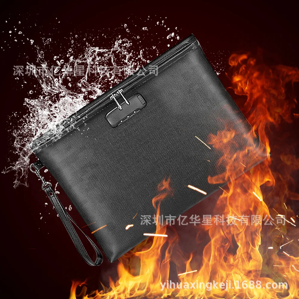

2026 Zipper Bag with Lock Fireproof File Bag Safe Document Fireproof Money Bag Pocket Folders
