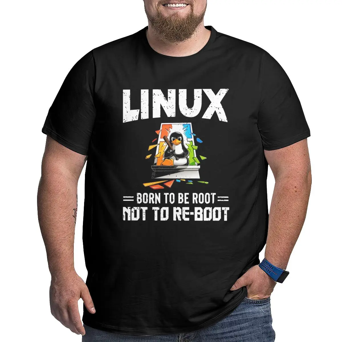 Linux Born To Be Root Not To Reboot Sudo rm Funny T Shirt 100% cotton printed penguin pc nerd computer programmer code sysadmin