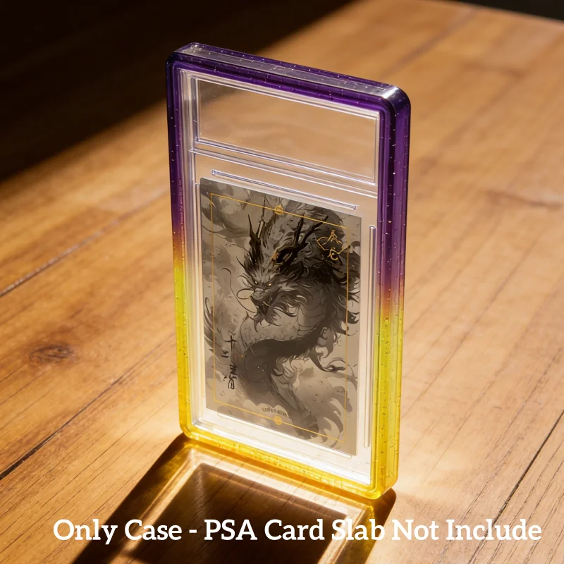 Glitter TPU Slab Bumper Beschermhoesje met Transparante Achterkant voor PSA 35PT Gegradeerde Trading Card