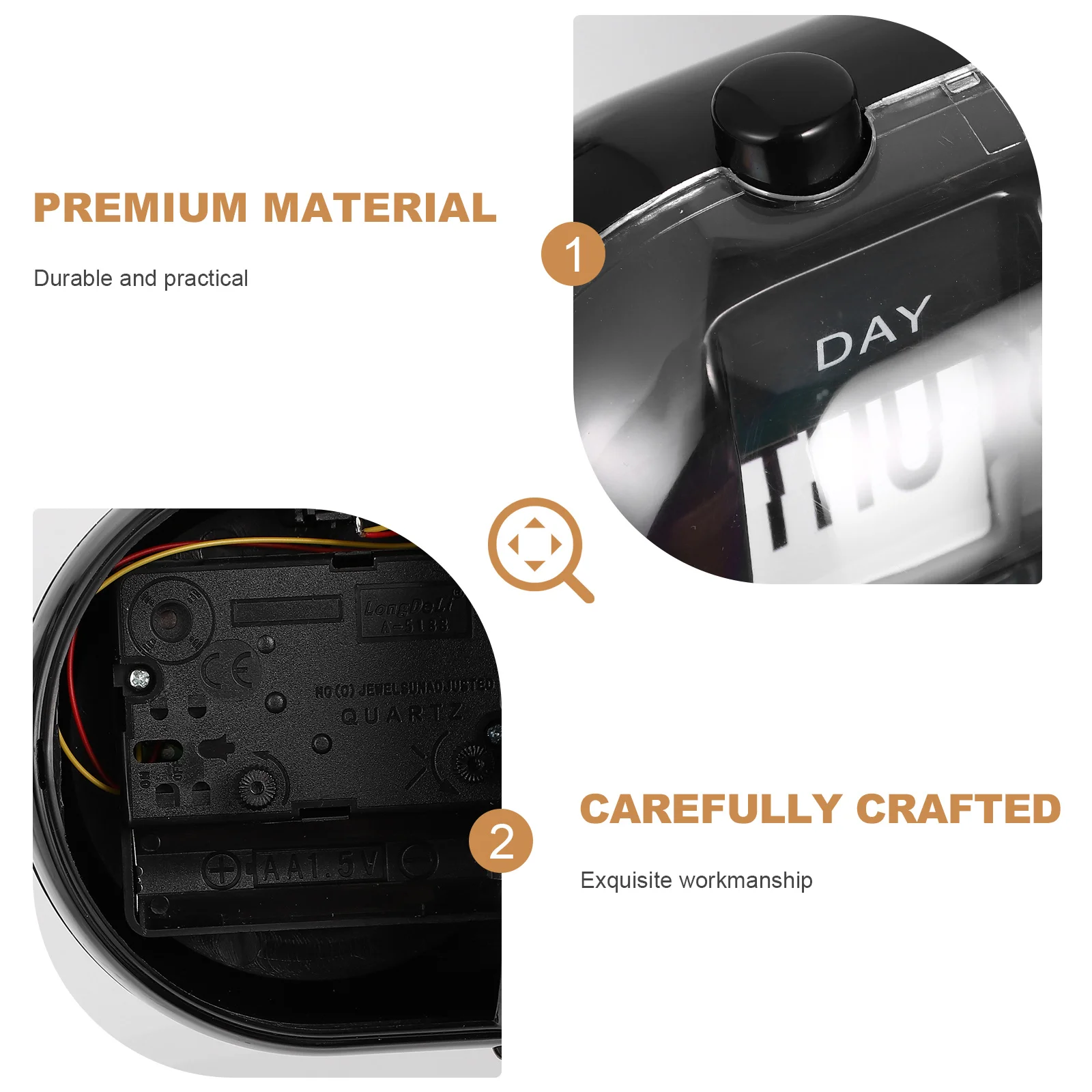 

1Pcs Perpetual Manual Calendar Clock ABS Plastic Desk Calendar for Home Office Coffee Shop Bar Decoration Gift