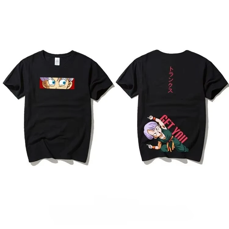 Dragon Ball T-shirt Set 2026 Summer Black White Cotton Anime Tee Goku Trunks Notice Me Get You Japanese Couple Streetwear view 6