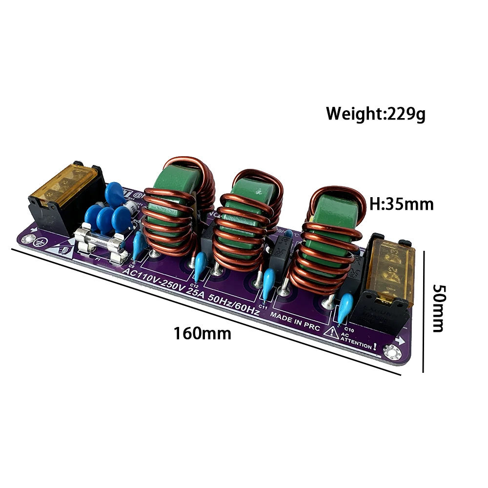 AC Power 110V-250V Audio Filter 25A for Linear Power Input, DAC,  Amplifier