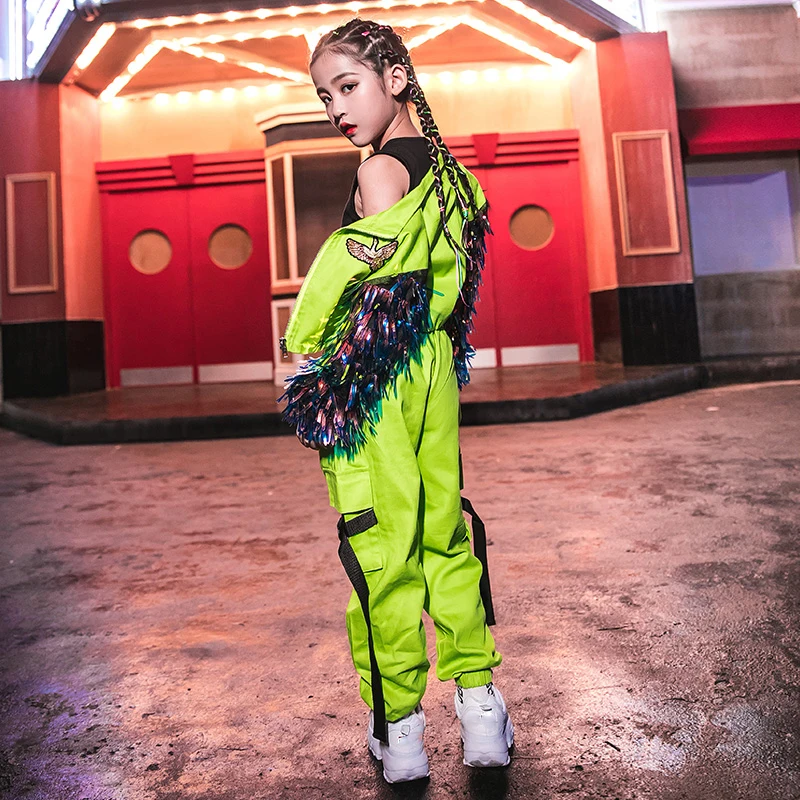 Fluorescent Tide Suit Street Dance Stage Show Dance Outfits New Children Jazz Dance Costumes Girls Hip Hop Clothing Loose