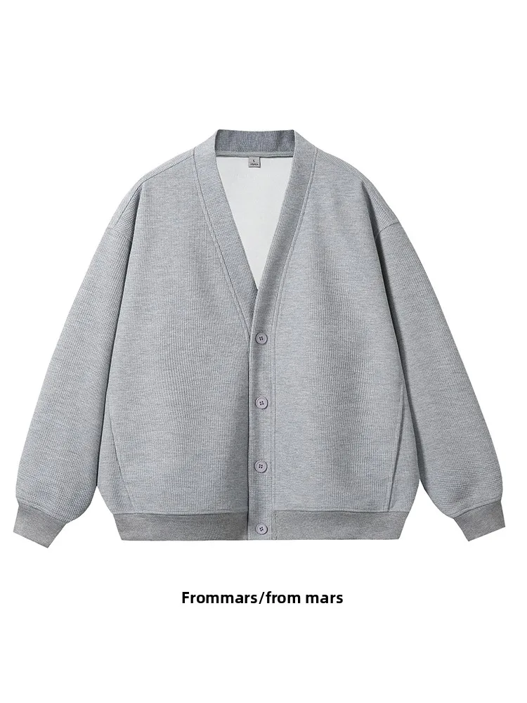 

Удлиненный повседневный кардиган с V-образным вырезом для пар, свободная верхняя одежда для отдыха, однотонный, молодежный, с длинными рукавами