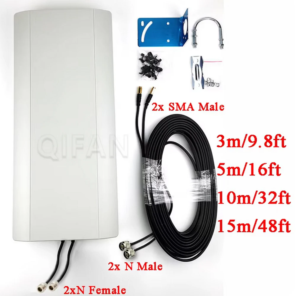 5G 4G 3G Dual-Polarized MIMO Networks,Wall-Mounted,Outdoor Waterproof with 2x16dBi for Routers and Wireless Access Points