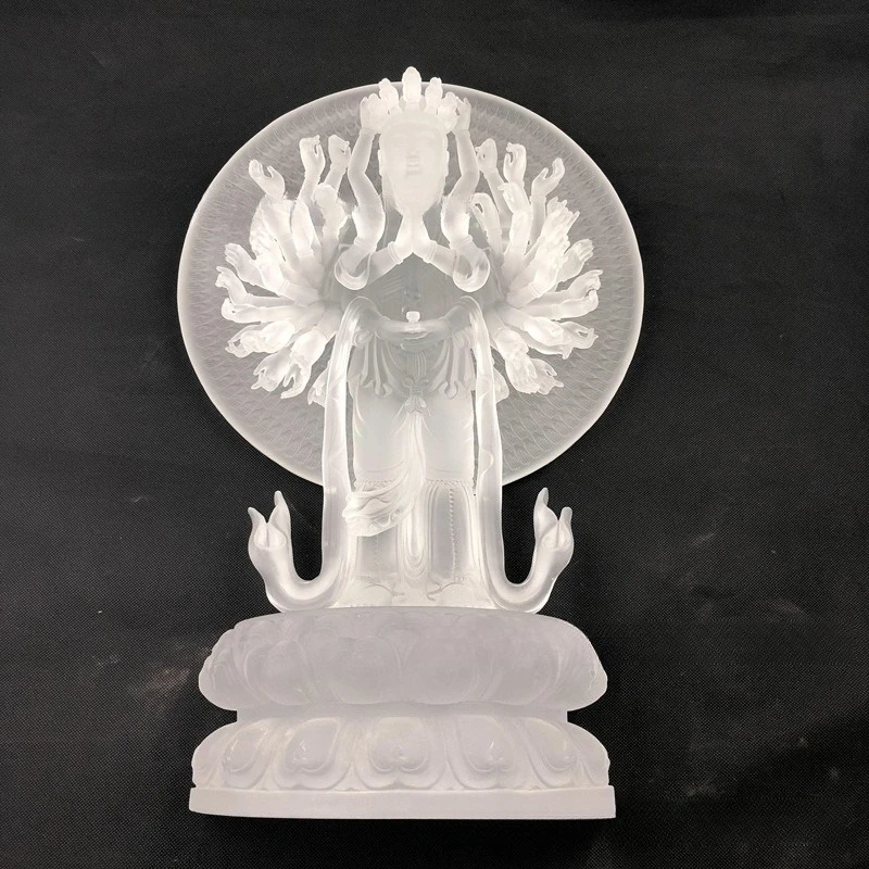 traditional-style glazed Thousand-Hand Guanyin ornaments, new Chinese Zen homeBuddhist hall, temple lotus base crafts