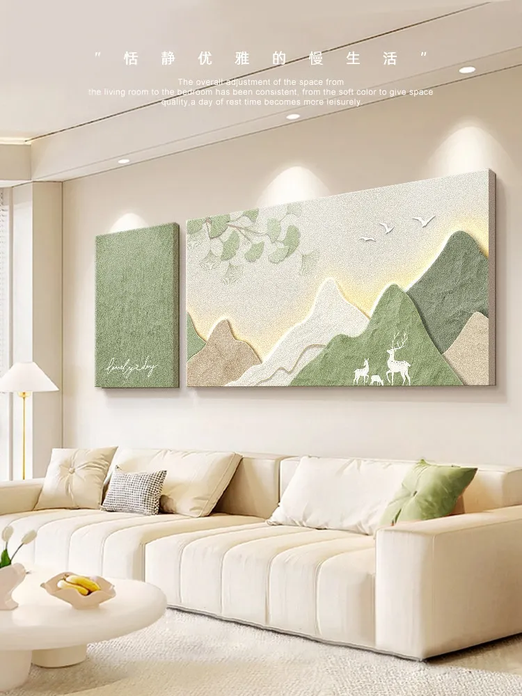 

Cream Wind Sofa Background Wall Decorative Painting With Backer Living Room Big White Wall Two-packs