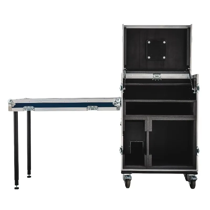 Custom Aluminum Flight Case Heavy Duty Rack Case Shock Mount for Amplifier Workstation Mixer Rack Case with Side Tables