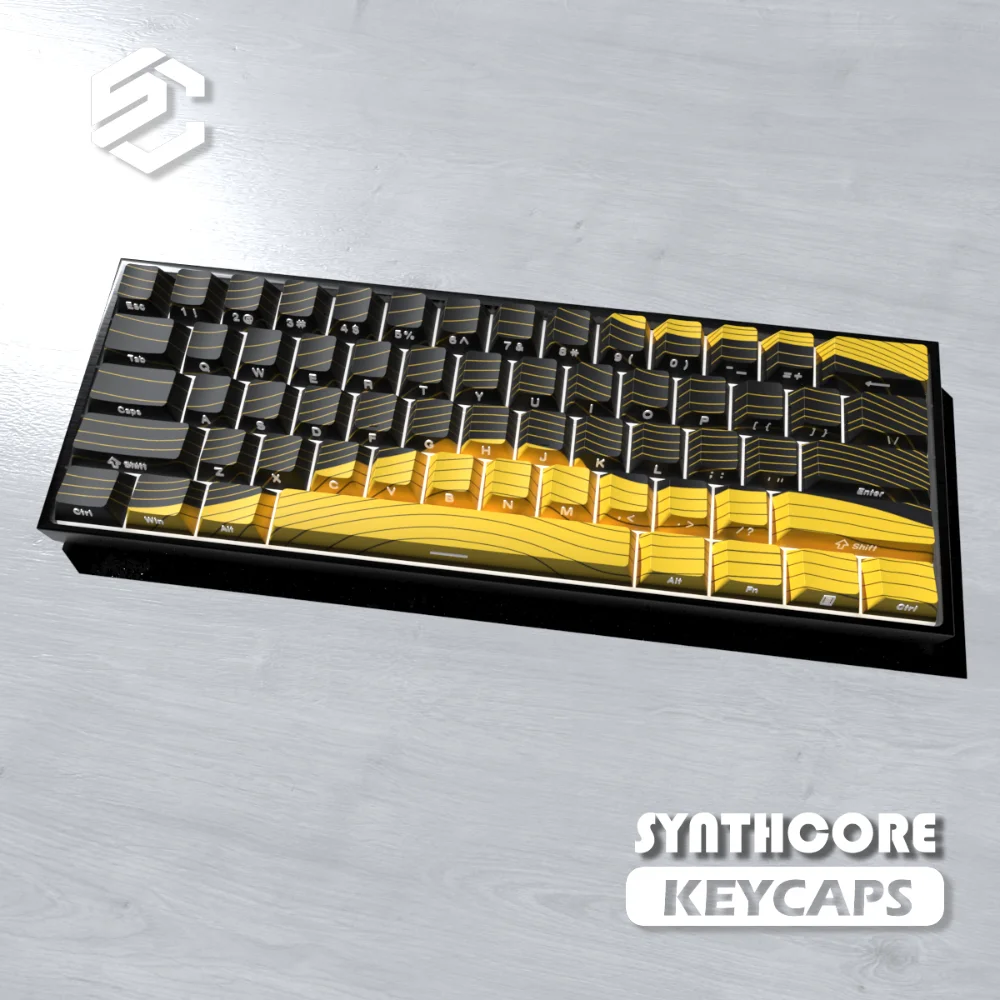 Contorno copritasti traslucidi con incisione laterale in oro nero per PBT Cherry a 144 tasti adattati ai tastiere meccaniche MX Switch 60 61 68.