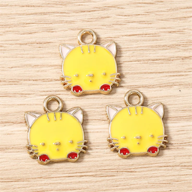 Tusember 20 Stück 14*15mm Niedliche Katzen-Anhänger Emaille Tier-Katzen-Charms für Ohrringe, Armbänder, Halsketten, Anhänger, Schmuckherstellung – Detail 8