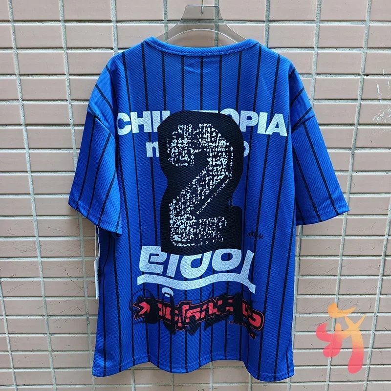 Stock Mesh Breathable Utopia Tshirt Real Photos High Quality Quick Drying Blue Striped No.2 Jersey Men Women Tops