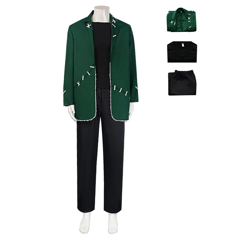 Halloween Costume Green Coat Suit Anime Scientific Freaks Costume Halloween Party Terror Costume for Man Women