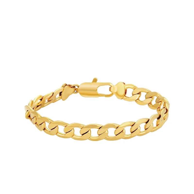 MxGxFam ( 21cm x 4 - 12 mm ) Classical NK 1:1 Chain Bracelet For Cool Men Fashion Jewelry Yellow Gold Plated