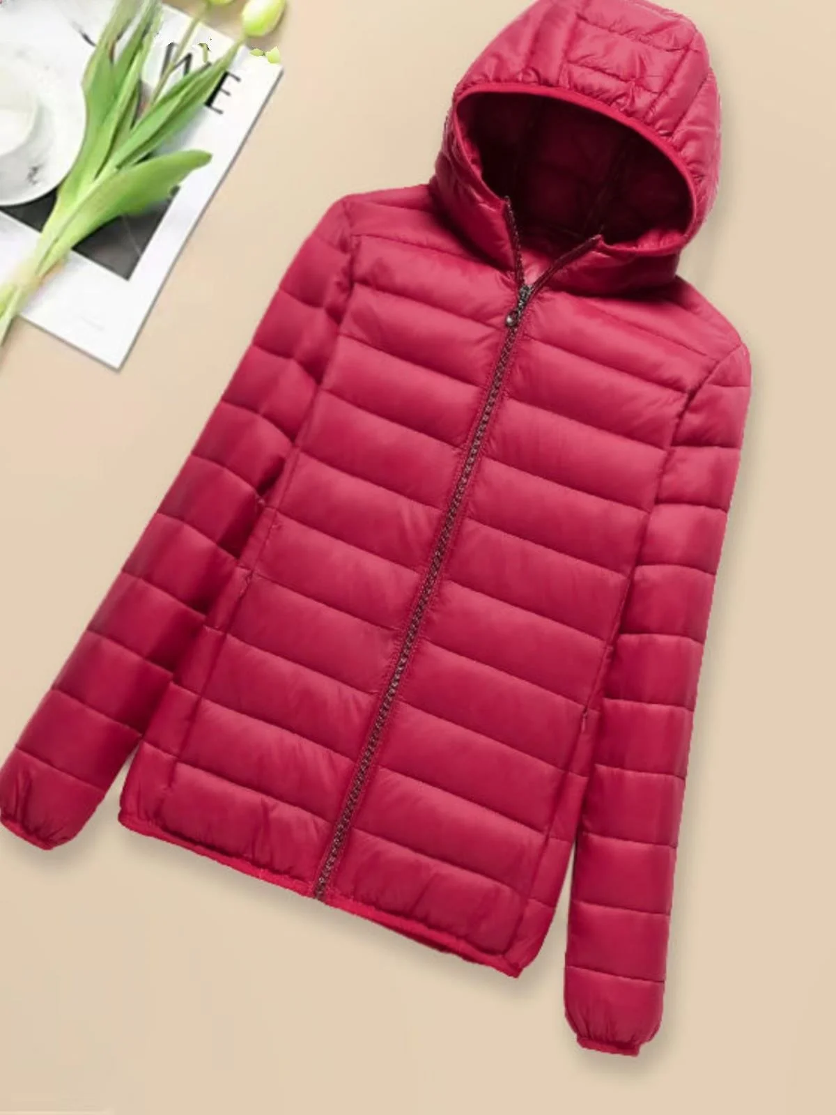 

Lightweight Padded Cotton Jaet Women's ort Sle Korean Loose Fit Large Size Hooded Autumn Winter Outerwear