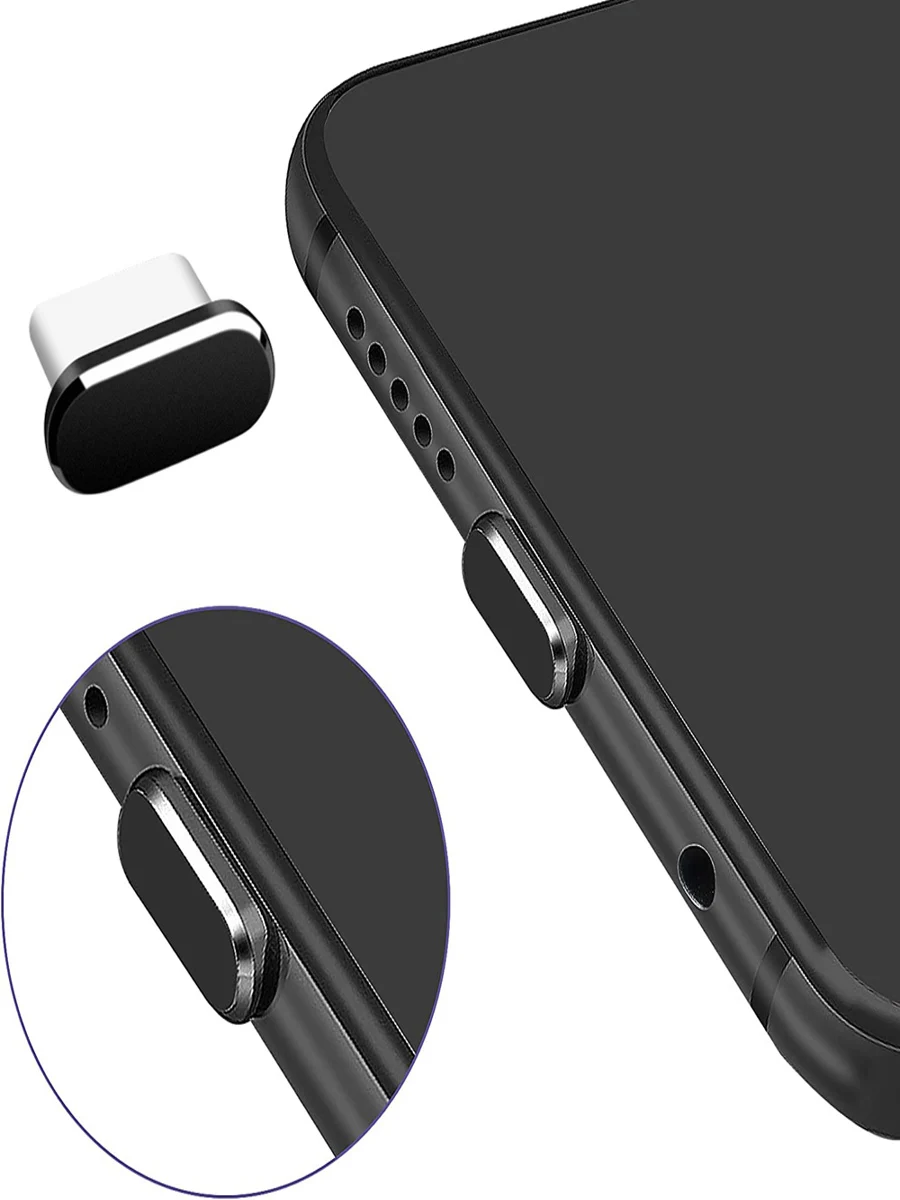 4 pçs usb c poeira plug com escova de limpeza anti poeira USB-C plug capa porta de carregamento