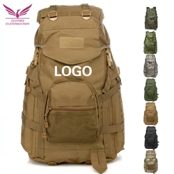 60L Camouflage Camping Mountaineering Rucksack with logo Travel Cycling Tactical Attack Backpack Hiking Bags print photo