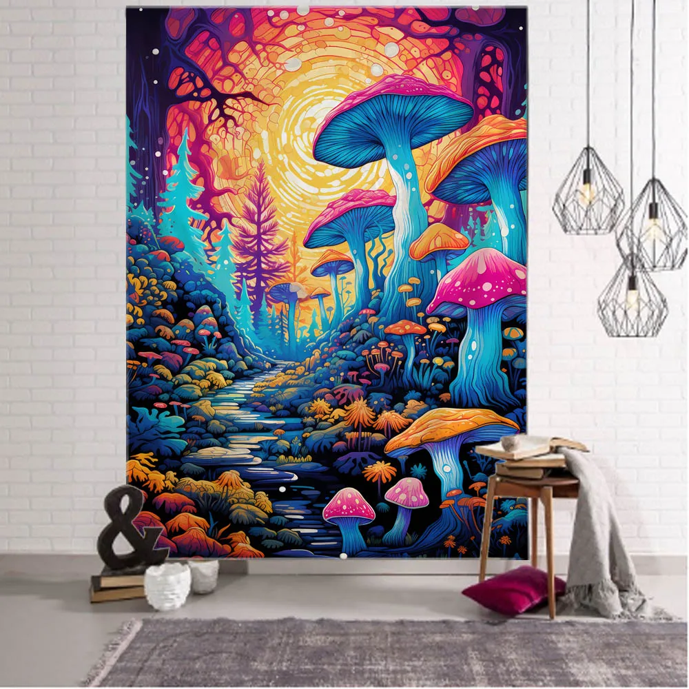 

Fairy Tale Mushroom Tapestry, Forest Wall Decoration, Home Aesthetics Art Decoration, Living Room and Bedroom Wall Hanging Cloth