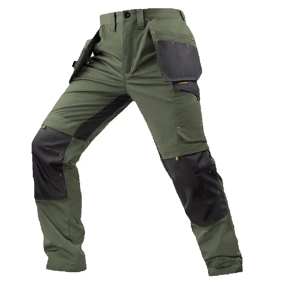 Pantalones Cargo para hombre con bolsa de herramientas colgante, pantalones de trabajo al aire libre resistentes al desgaste, pantalones elásticos multiusos con bolsillos grandes