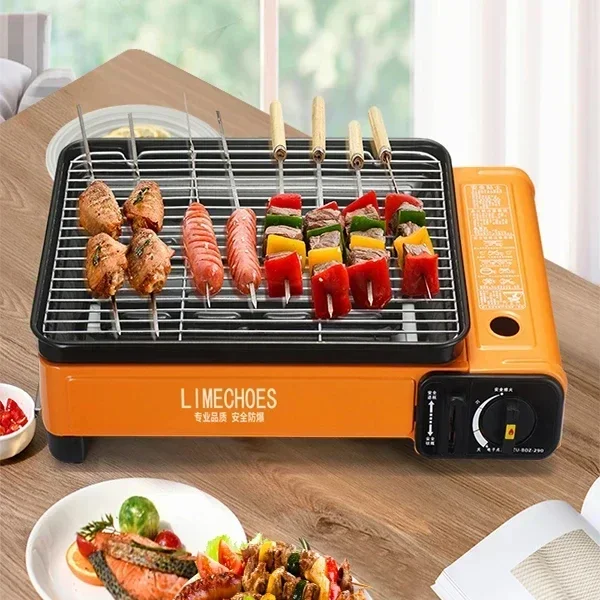 Cart oven grill gas barbecue bbq portable camping household outdoor gas tank gas stove indoor grill