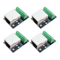 4PCS RJ45 Ethernet Female Socket Connector Breakout Board,2.54Mm Connector Board Shielded Network Adapter Terminal