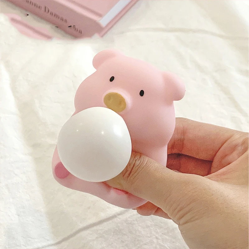 Lindo cerdo de burbujas de soplado, juguete antiestrés para apretar, Bola de ventilación de Animal, pellizco, juguete sensorial de descompresión para adultos y niños, recuerdo de fiesta