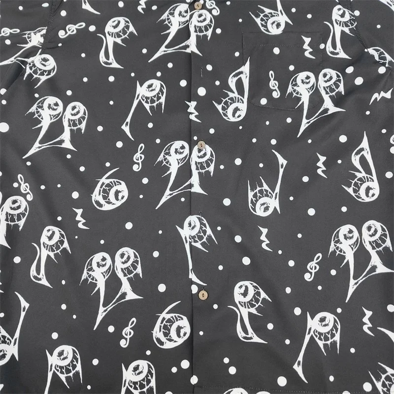 Trendy Japanese WACKO MARIA White Black Full Print Skull Eyes Drunken Dream Hawaii Short Sleeve Shirt Summer Brand Shirt