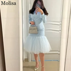 MOLISA Saudi Arabia Formal Occasion Dress Mermaid V-Neck Knee-Length Homecoming Gowns Tulle Evening Party Dresses فساتين الحفلات