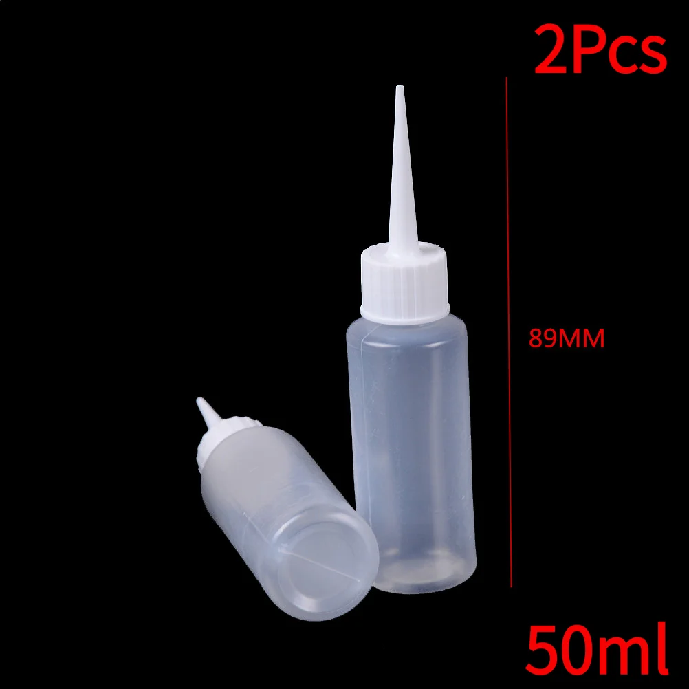 2Pcs 50ml Empty Dropper Squeezable Liquid Bottle Plastic Drop Bottles Needle.