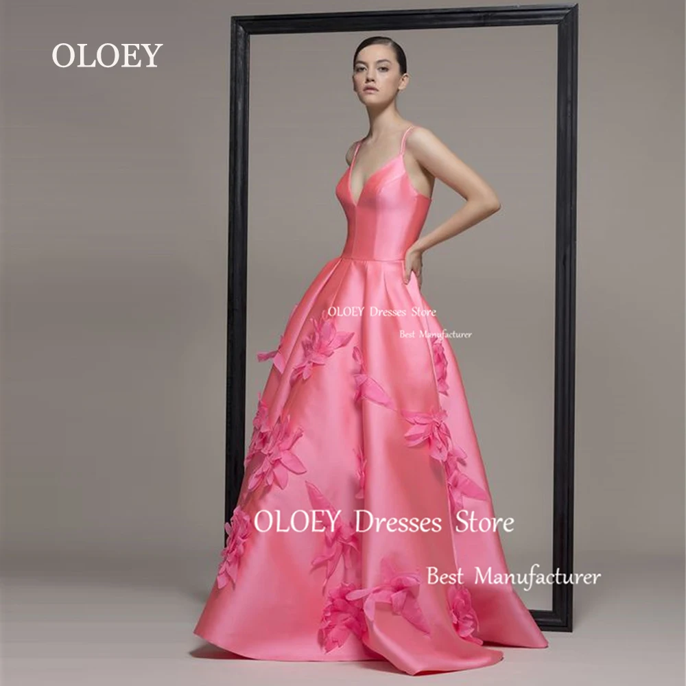 OLOEY Rose Red Satin A Line Prom Dress Sweetheart Floor Length Women Wedding Party Dress Photoshoot 3d Flowers Sweetheart Custom