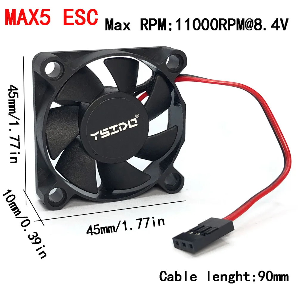 Upgrade YSIDO 6-8.4V Power Supply 4510 ESC Cooling Fan for Hobbywing EZRUN MAX5 ESC Brushless Speed Controller