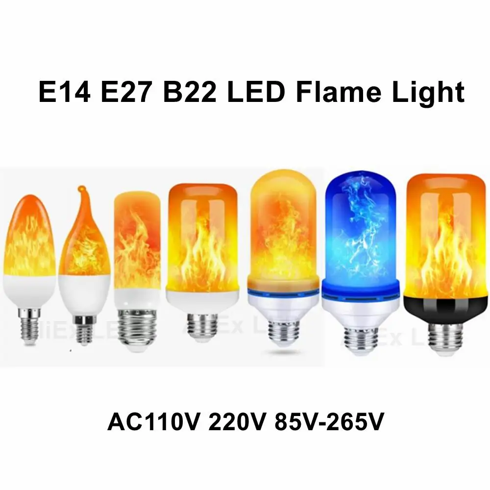 E27 E14 B22 LED Dynamic Flame effect light bulb Multiple Mode Creative corn lamp Decorative light For bar hotel restaurant party