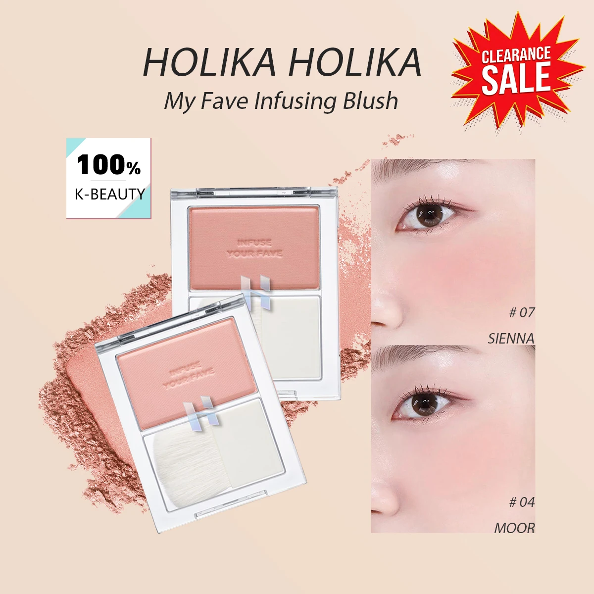 [Oferta de Liquidación] HOLIKA HOLIKA My Fave Infusing Blush 04&07, Minimal Fallout, Acabado Natural y Transparente, Cosmético Coreano, Maquillaje Coreano