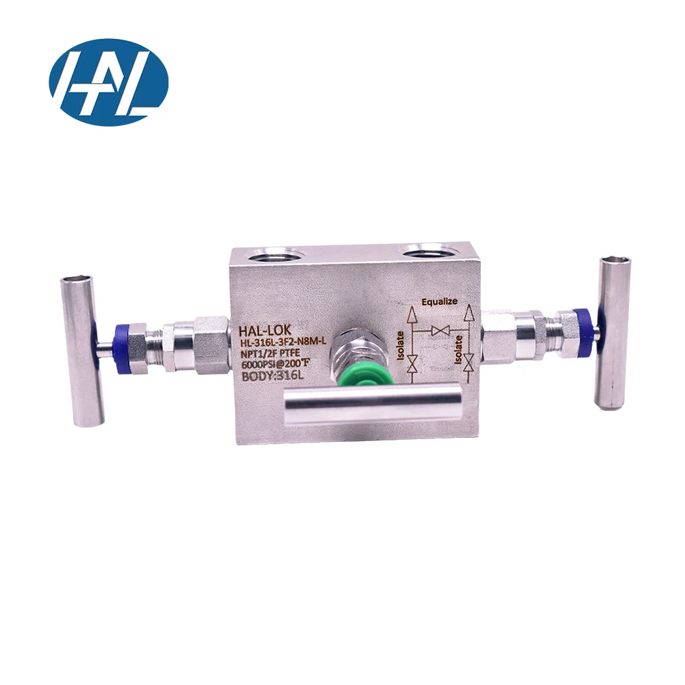 Direct Mounting Manual High Pressure T-type Instrument Manifold with Needle Valve 2/3/5 Manifold Valves for Gas Media