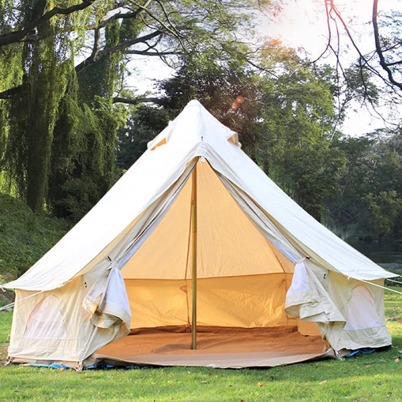 

Best Selling Quality New Luxury Family Outdoor Glamping Single Layer 8-10 Person Straight Bracing Type Fiber Glass Yurt Tent