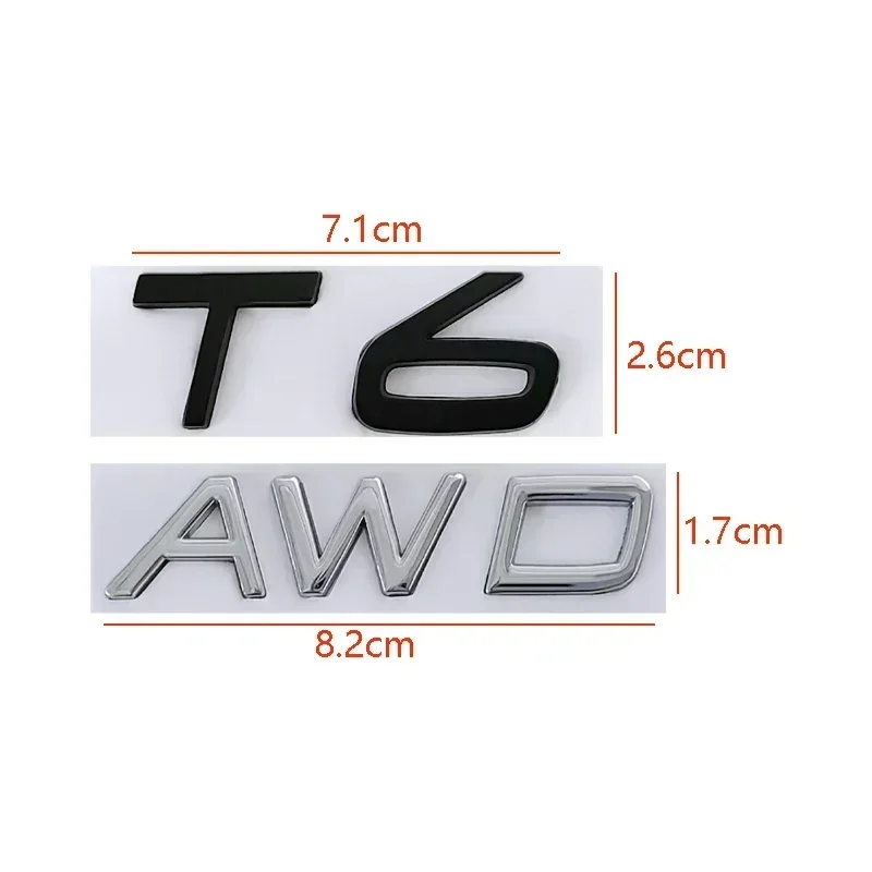 Insignia de Metal 3D para portón trasero de Volvo, emblema adhesivo para modelos T5, T6, AWD, XC60, XC90, S60, S80, S60L, V40 y V60