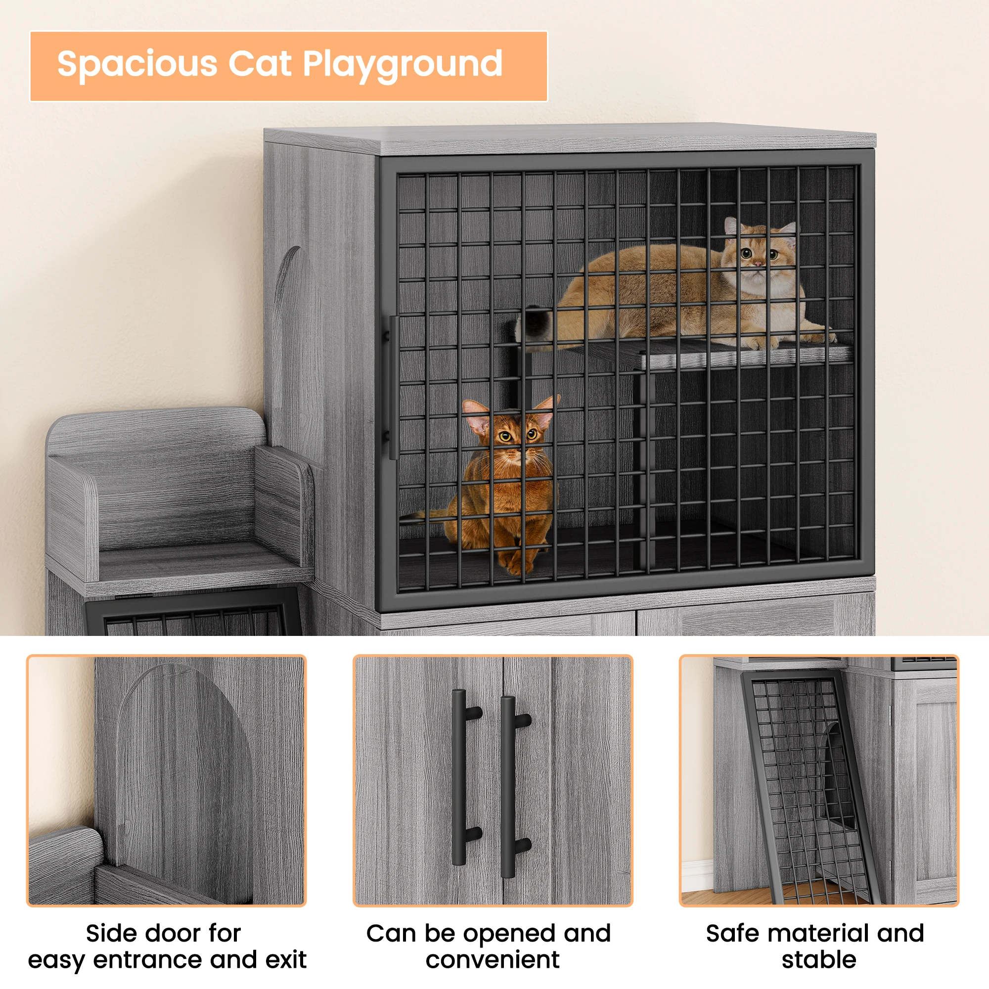 Double-Tier Cat Litter Box Enclosure 7