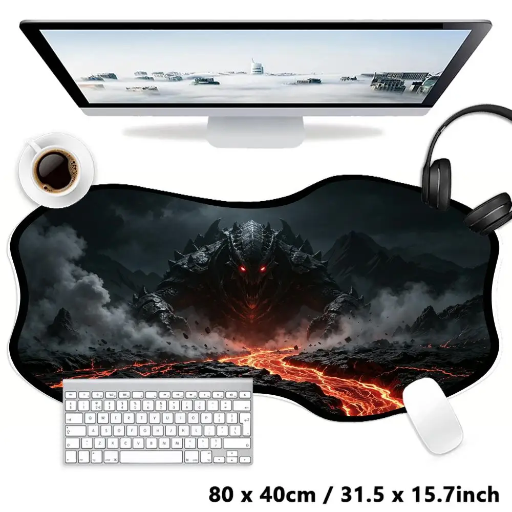 Dark Smoke Volcanic Landscape Table Mat Great For Late Night Bedroom Gaming Sessions